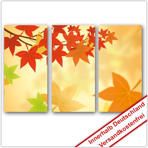 Leinwanddruck - Motive: Herbst Laub - 3 Teiler