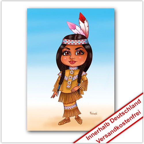 Leinwanddruck Motiv: Indianer Mädchen