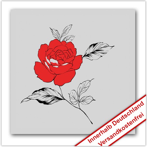 Leinwanddruck - Motive: Rose - Zeichnung 01