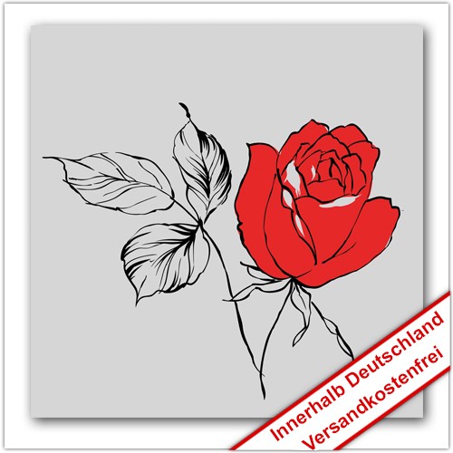 Leinwanddruck - Motive: Rose - Zeichnung 02