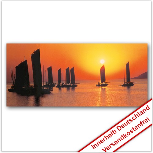 Leinwanddruck - Motive: Sonnenuntergang Schiffe